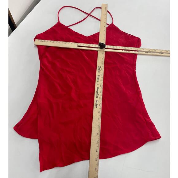 Zara Tank Top Womens Small Red Strappy Back V Neck Satin Layered Asymmetrical - Picture 5 of 7